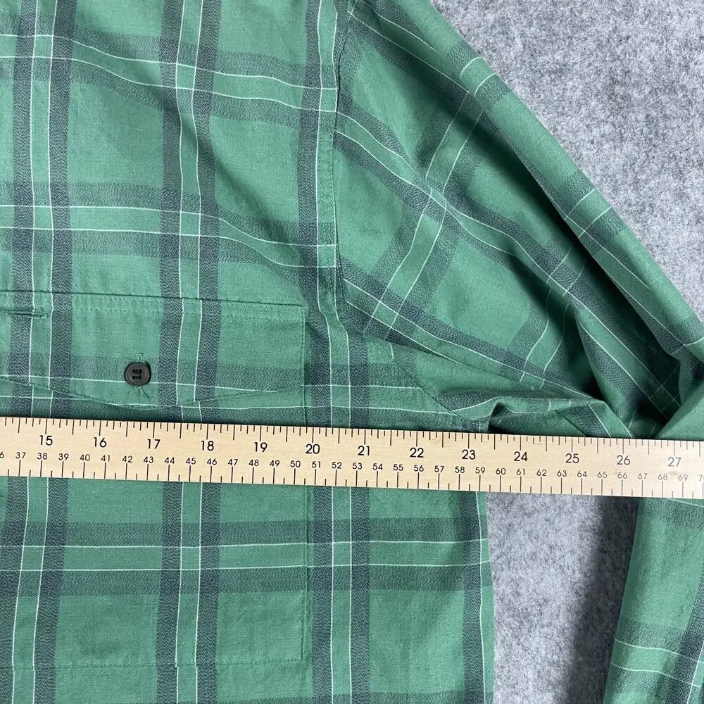 Vintage‎ Levis Silver Label Shirt Mens Medium Green Plaid Long Sleeve Pockets
